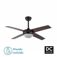 Ventilador DC Ciro marrón rústico 4 aspas nogal E27 y temporizador