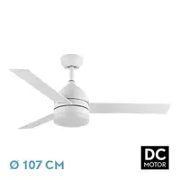 Ventilador DC Legio blanco LED 26W, 3 aspas y mando