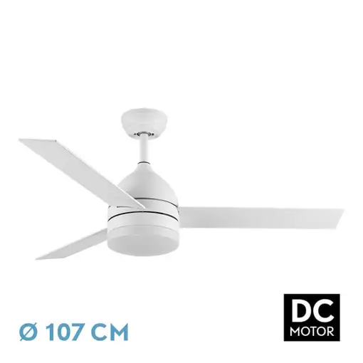 Ventilador DC Legio blanco LED 26W, 3 aspas y mando
