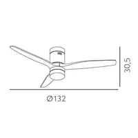 Ventilador LED cuero/roble, 6 vel., con mando y temporizador