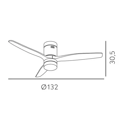 Ventilador LED cuero/roble, 6 vel., con mando y temporizador