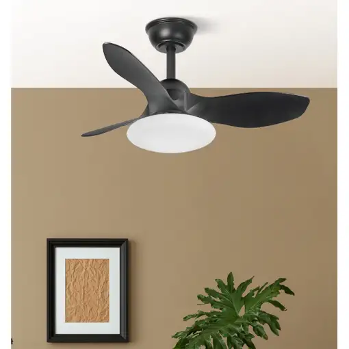 Ventilador DC Paramo negro, LED 36W, 3 aspas y mando