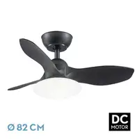 Ventilador DC Paramo negro, LED 36W, 3 aspas y mando
