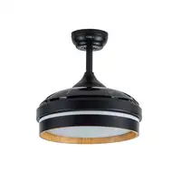 Ventilador Nalon negro/madera oscura LED 48W 91 cm con mando