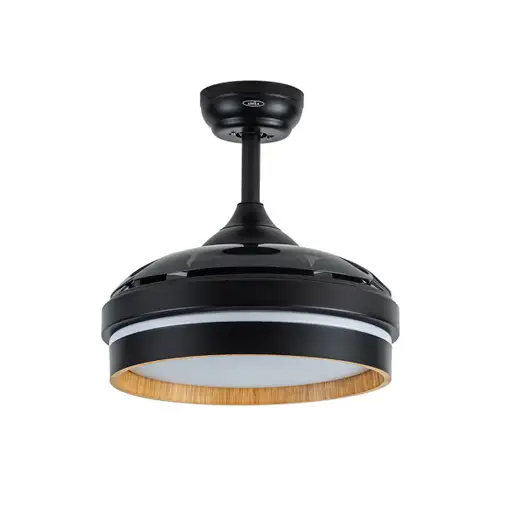 Ventilador Nalon negro/madera oscura LED 48W 91 cm con mando