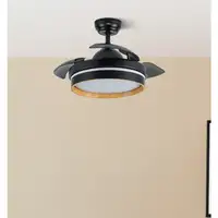 Ventilador Nalon negro/madera oscura LED 48W 91 cm con mando