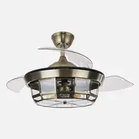 Ventilador DC TORNADO MINI cuero 3xE27 con aspas desplegables