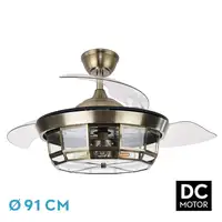 Ventilador DC TORNADO MINI cuero 3xE27 con aspas desplegables