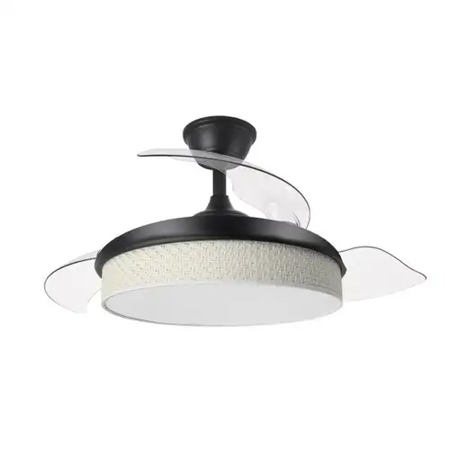 Ventilador DC Moda negro/cañizo blanco LED 108 cm con mando
