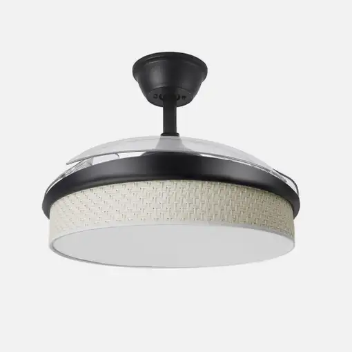 Ventilador DC Moda negro/cañizo blanco LED 108 cm con mando
