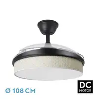 Ventilador DC Moda negro/cañizo blanco LED 108 cm con mando