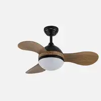 Ventilador DC Solido negro/madera LED 24W con 3 aspas y mando