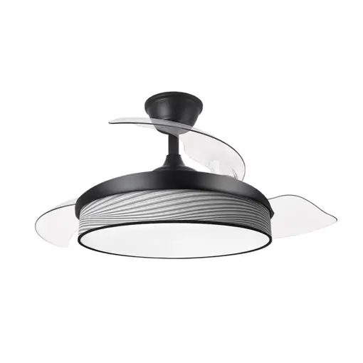 Ventilador DC Moda negro/surco gris LED 91 cm con mando y memoria