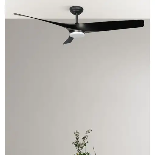 Ventilador DC Niger negro 132cm, LED, 3 aspas, 6 velocidades
