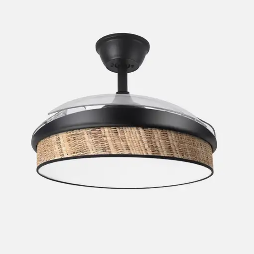 Ventilador DC Moda negro/cañizo oscuro LED 108 cm con mando