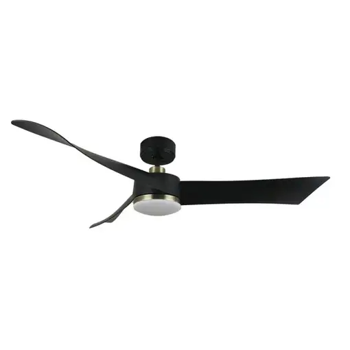 Ventilador DC Tempel negro/cuero 132cm, LED, 3 aspas, 6 velocidades