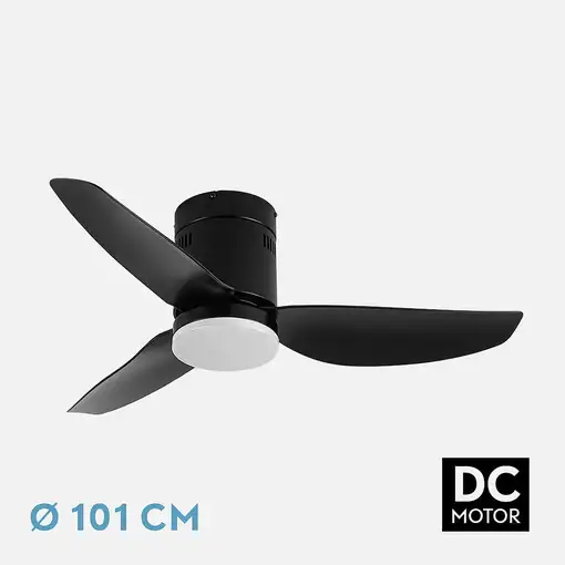 Fabrilamp Borax Ventilador de techo negro led 20W con 3 aspas