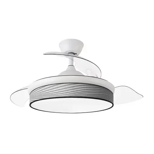Ventilador DC Moda blanco/surco gris LED 91 cm con mando y memoria