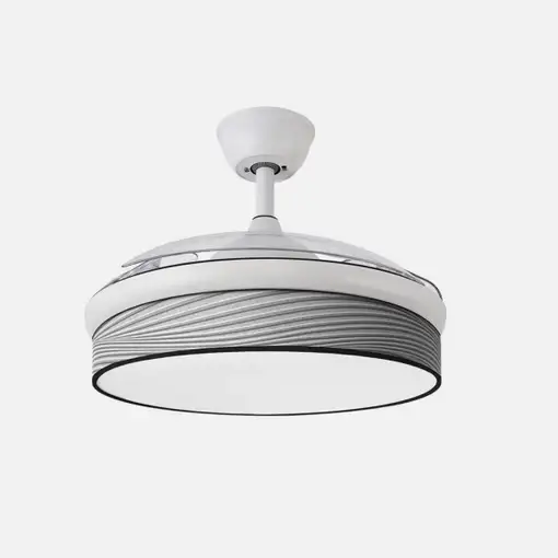 Ventilador DC Moda blanco/surco gris LED 91 cm con mando y memoria