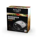 Adler AD 3015 sandwichera 750 W Negro, Plata
