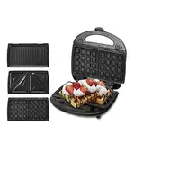 Sandwichera 3 en 1,Placas Intercambiables,Sandwich Tostadora,Gofrera CR3024, Camry