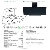 Campana perimetral CMPTRAL-A93N, Cristal Negro, Ancho 90cm, 720 m³/h INFINITON