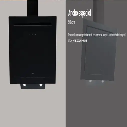 Campana perimetral CMPTRAL-A93N, Cristal Negro, Ancho 90cm, 720 m³/h INFINITON