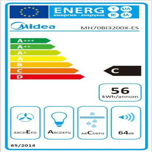 Campana MH70BI3200X Grupo filtrante con 3 velocidades MIDEA