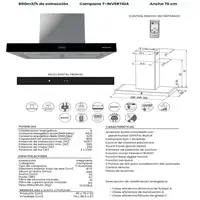 Campana CMPT-A70I , Inox, Ancho 70cm, 800m³/h, 4 velocidades INFINITON