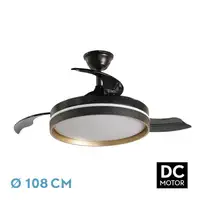 Ventilador DC 72W Mandarin Negro/Oro, 3 aspas, 6 velocidades, LED regulable