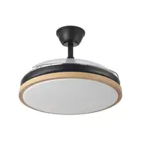 Ventilador DC Evros Negro/Haya 72W 3 aspas Desplegables, LED regulable, remoto