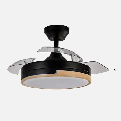 Ventilador Olimpia negro/madera LED 48W con aspas 91 cm