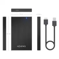 AISENS Caja externa 2.5\ ASE-2527B 9.5mm SATA a USB 3.0/USB3.1 Gen1, Negro