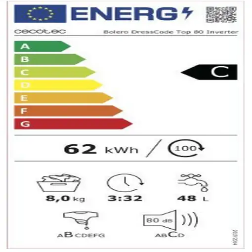 Cecotec 02380 lavadora Carga superior 8 kg 1300 RPM Blanco