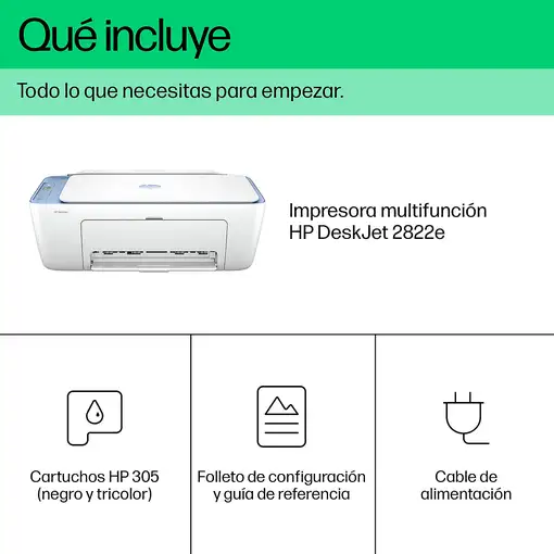 HP DeskJet 2822e Inalámbrico All-in-One Color Impresora, Fotocopiadora, escáner