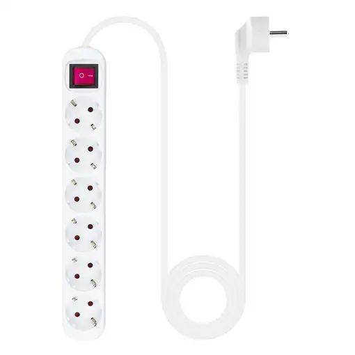 Nanocable Regleta de enchufes de 6 tomas con interruptor, 1.4 metros Blanca