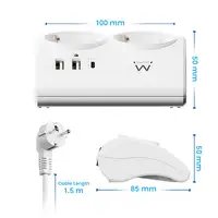 Ewent EW3870 base múltiple 1,5 m 3 salidas AC Interior Blanco