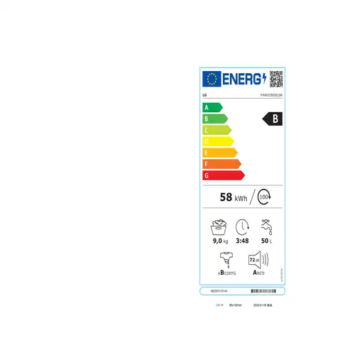 LG F4WV3509S3W lavadora Carga frontal 9 kg 1360 RPM Blanco