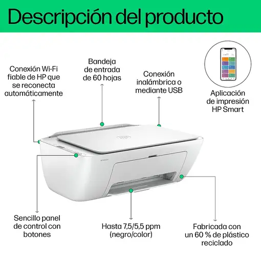 HP DeskJet 2810e Inalámbrico All-in-One Color Impresora, Fotocopiadora, escáner