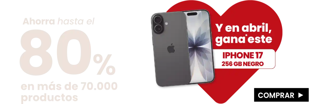 Ahorra hasta el 80% en más de 70.000 productos y en abril, gana un iPhone 17 256gb negro