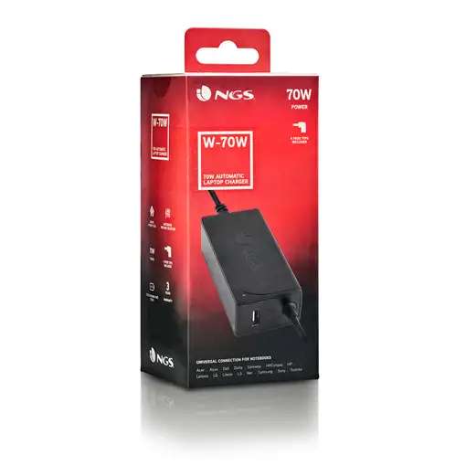 NGS W-70W adaptador e inversor de corriente Interior Negro