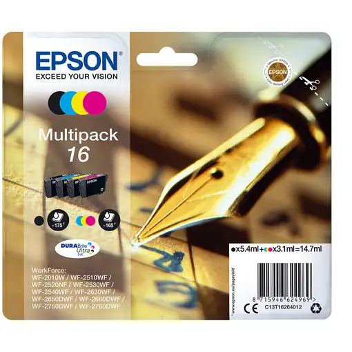 Pack de cartuchos de tinta original, 4 colores T1626 EPSON, 1 ud
