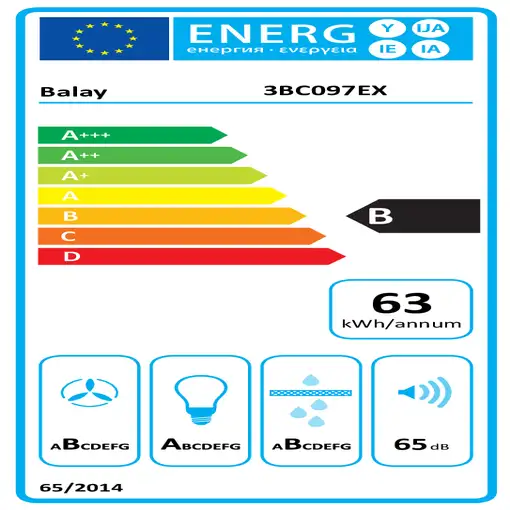 Balay 3BC097EX campana De pared Acero inoxidable 720 m³/h