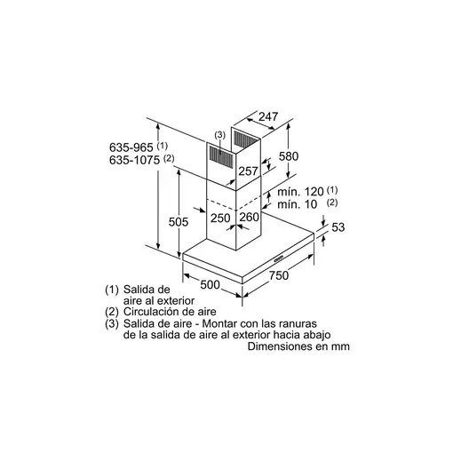 Balay 3BC077EX campana De pared Acero inoxidable 720 m³/h