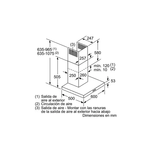 Balay 3BC067EX campana De pared Acero inoxidable 730 m³/h