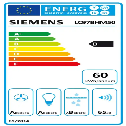 Siemens iQ300 LC97BHM50 campana De pared Acero inoxidable B 710 m³/h