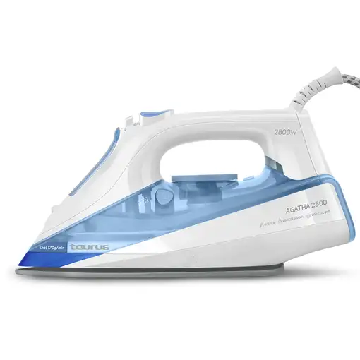 Taurus Agatha 2800 Plancha vapor-seco Suela de cerámica 2800 W Azul, Blanco