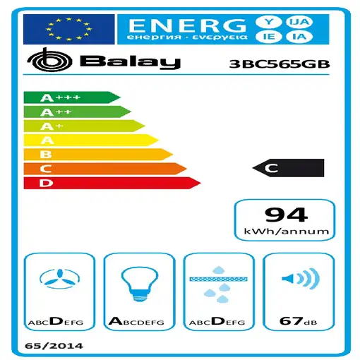 Balay 3BC565GB campana De pared Blanco 593 m³/h