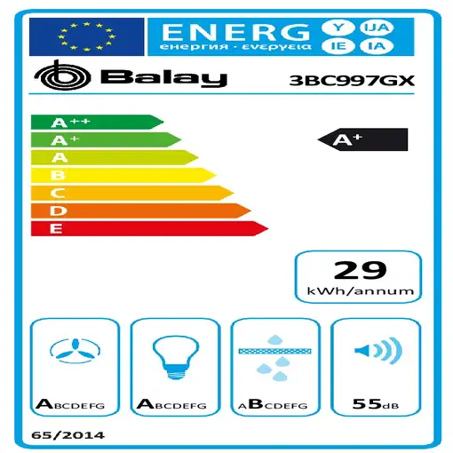 Balay 3BC997GX campana De pared Acero inoxidable 721 m³/h