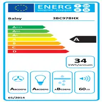 Balay 3BC978HX campana De pared Acero inoxidable 732 m³/h